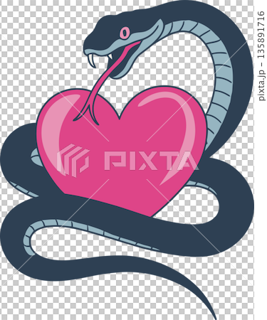 Snake Wrapped Around Heart of Passion Snake Wrapped Around Heart of Passion 135891716