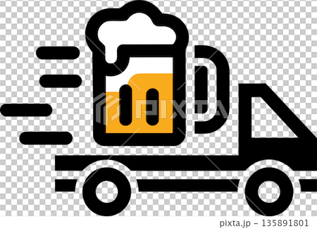 Beer Mug on Speedy Delivery Truck Logo Beer Mug on Speedy Delivery Truck Logo 135891801