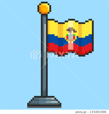 Pixel art Ecuador Flag game asset design Pixel art Ecuador Flag game asset design 135891906