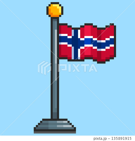 Pixel art Norwegian Flag game asset design 135891915