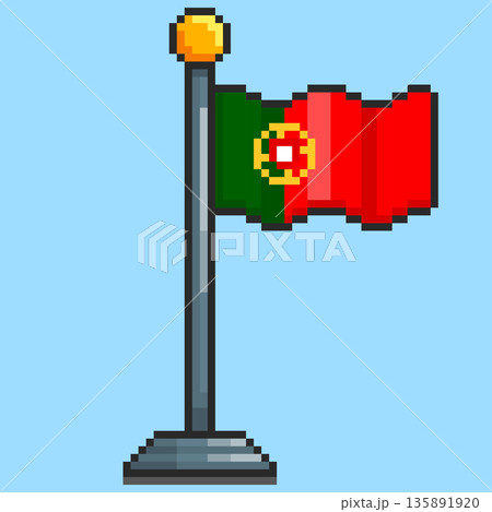 Pixel art Portugal Flag game asset design 135891920