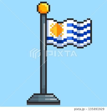 Pixel art Uruguay Flag game asset design 135891929