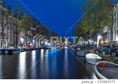 Amsterdam s Canal Grandeur Illuminated Reflections and Urban Charm in the Netherlands, Europe Amsterdam s Canal Grandeur Illuminated Reflections and Urban Charm in the Netherlands, Europe 135892571