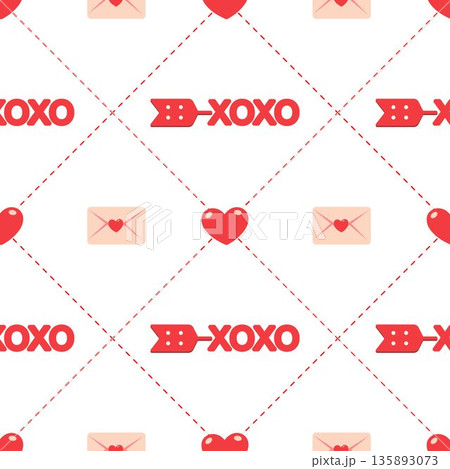 Seamless pattern with envelope and hearts. Valentines day background. Seamless pattern. Vector illustration Seamless pattern with envelope and hearts. Valentines day background. Seamless pattern. Vector illustration 135893073