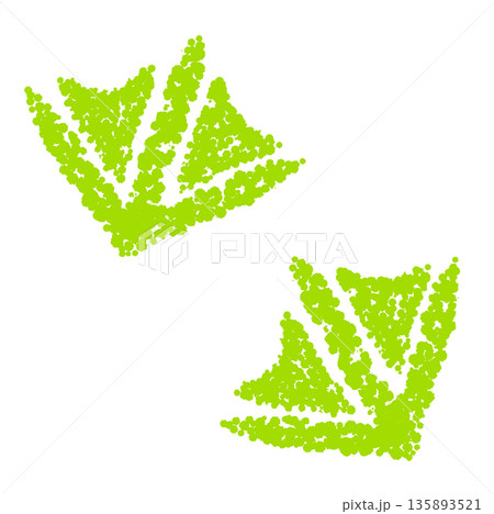 クレヨン素材　手描きの水鳥の足跡のイラスト 135893521