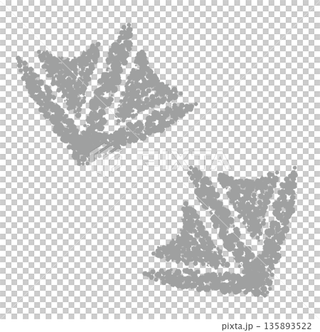 クレヨン素材　手描きの水鳥の足跡のイラスト 135893522