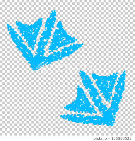 Crayon material: Hand-drawn illustration of waterfowl footprints 135893525