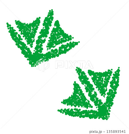 クレヨン素材　手描きの水鳥の足跡のイラスト 135893541