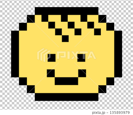 Pixel art of happy yellow face for decoration, mood, feelings, emotion, expression, emoji, human, head shapes, people, icon, tattoo, back to school, print, cartoon, character, comic Pixel art of happy yellow face for decoration, mood, feelings, emotion, expression, emoji, human, head shapes, people, icon, tattoo, back to school, print, cartoon, character, comic 135893979
