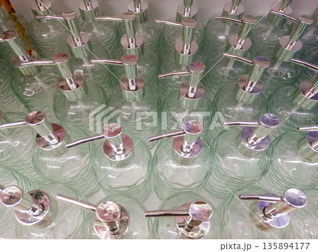 Clear Glass Soap Dispenser Bottles with Silver Pump for Bathroom and Kitchen Liquid Soap Storage 135894177
