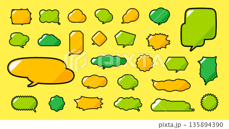 陰影の切り替えがあるデザインの吹き出しの吹き出し　色々な形セット 135894390