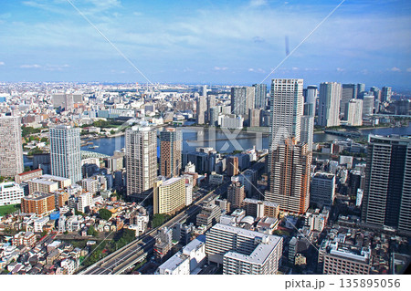 聖路加タワーから佃島方面を望む（東京都中央区） 135895056
