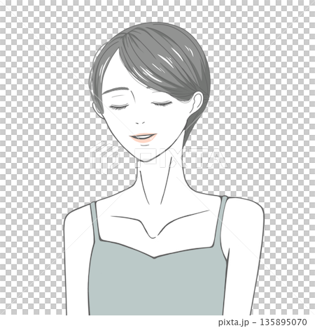 一位穿著吊帶背心的女子(黑髮) 一位穿著吊帶背心的女子(黑髮) 135895070