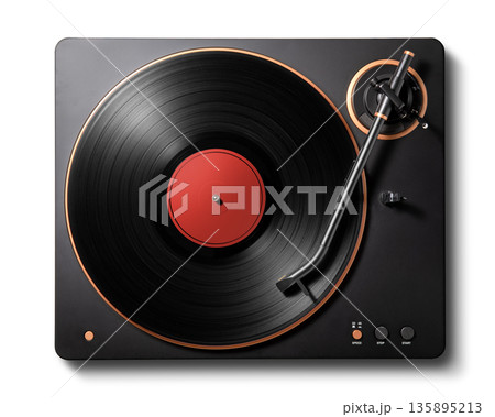 赤い色のアナログレコードレコードプレーヤー 赤い色のアナログレコードレコードプレーヤー 135895213