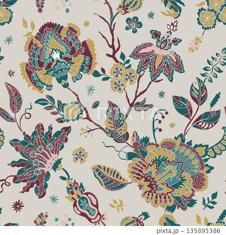 Vintage Cottagecore Floral Garden Pattern 135895386