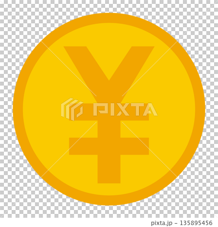 Illustration of a gold coin with a yen symbol (¥) Illustration of a gold coin with a yen symbol (¥) 135895456