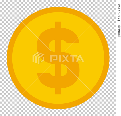 Illustration of a gold coin with a dollar sign ($) Illustration of a gold coin with a dollar sign ($) 135895458