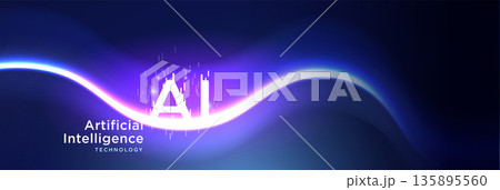 AI Technology Background with Futuristic Light Wave 135895560