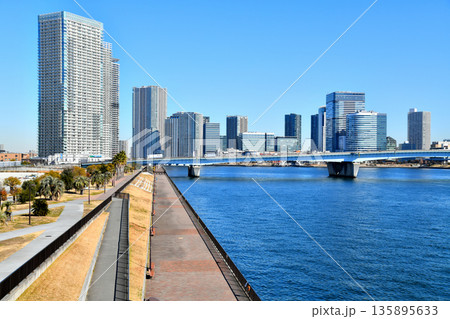 豊洲大橋より晴海大橋、ららぽーと豊洲方面を望む(東京都中央区)【2026.1】 豊洲大橋より晴海大橋、ららぽーと豊洲方面を望む(東京都中央区)【2026.1】 135895633