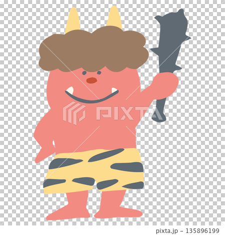 2月の園だよりに使いやすい シンプル手描きイラストカットシリーズ|赤鬼(節分) 2月の園だよりに使いやすい シンプル手描きイラストカットシリーズ|赤鬼(節分) 135896199