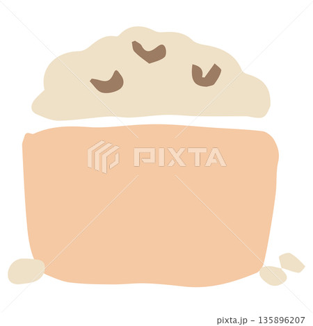 2月の園だよりに使いやすい シンプル手描きイラストカットシリーズ｜豆まき用の豆（節分） 135896207