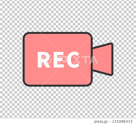Red icon illustration showing recording in progress - vector 135896333