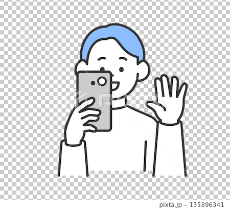 向量圖,描繪一名男子用智慧型手機拍照的場景 向量圖,描繪一名男子用智慧型手機拍照的場景 135896341