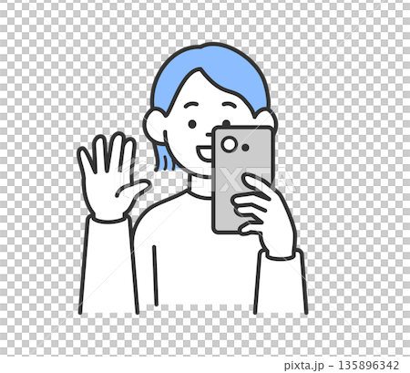 Vector illustration of a woman taking a photo with a smartphone 135896342