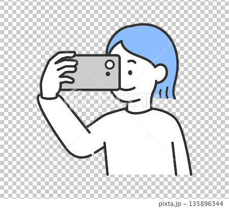 Vector illustration of a woman taking a photo with a smartphone 135896344