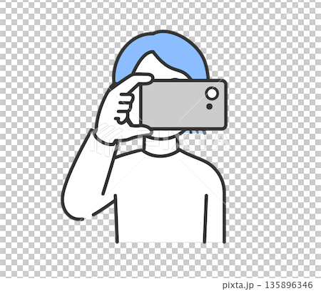 スマートフォンで撮影する女性のイラスト ベクター スマートフォンで撮影する女性のイラスト ベクター 135896346