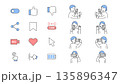 スマートフォンやSNSに関するアイコンと人物のイラストセット　ベクター 135896347