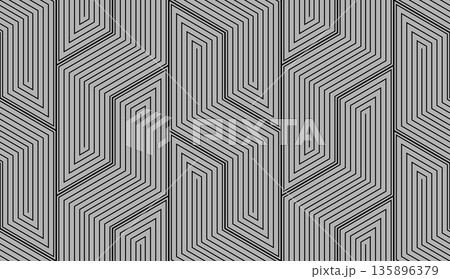 Abstract geometric pattern with stripes, lines. Seamless vector background. Gray and black ornament. Simple lattice graphic design 135896379