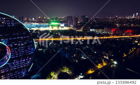 Guangzhou ,China - October 05,2023: Aerial view of landscape in Guangzhou city, China 135896492