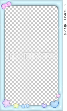 Cute plump light blue frame, 16:9 size, vertical 135896909