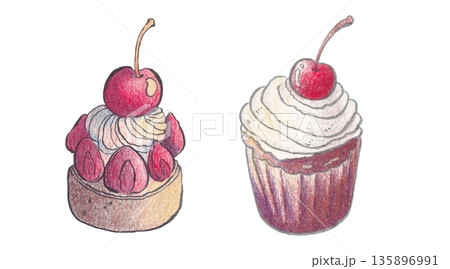 Bakery dessert watercolor elements collection 135896991