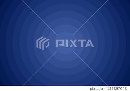 ストレス・悩み・不安など暗い気持ちをイメージした青色グラデーションの同心円の背景画像ベクターイラスト 135897048