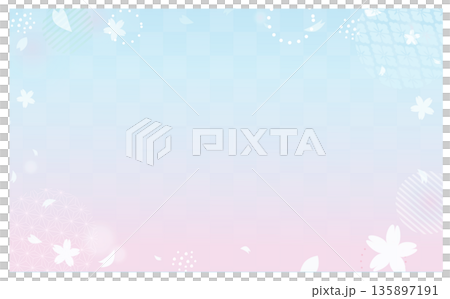 Japanese style background illustration of cherry blossoms 135897191