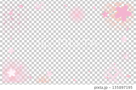 桜の和背景フレームイラスト 桜の和背景フレームイラスト 135897195