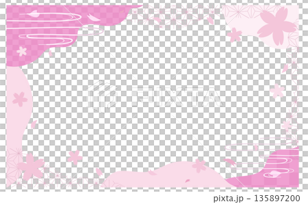 春の華やかな背景フレームイラスト 春の華やかな背景フレームイラスト 135897200