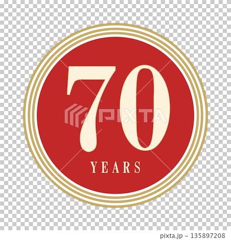 A simple circular icon in red and gold for celebrating your 70th anniversary. A simple circular icon in red and gold for celebrating your 70th anniversary. 135897208