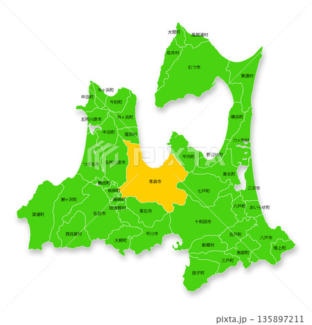 青森県と青森市の地図 135897211