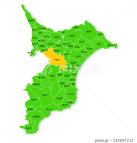 千葉県と千葉市の地図 千葉県と千葉市の地図 135897212