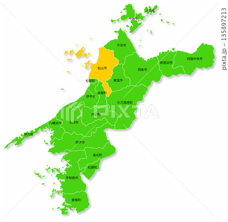 愛媛県と松山市の地図 愛媛県と松山市の地図 135897213