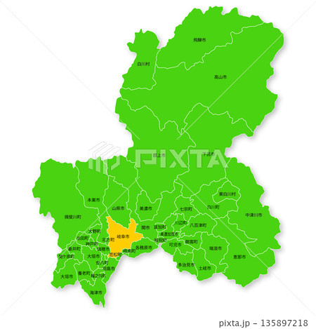 岐阜県と岐阜市の地図 135897218