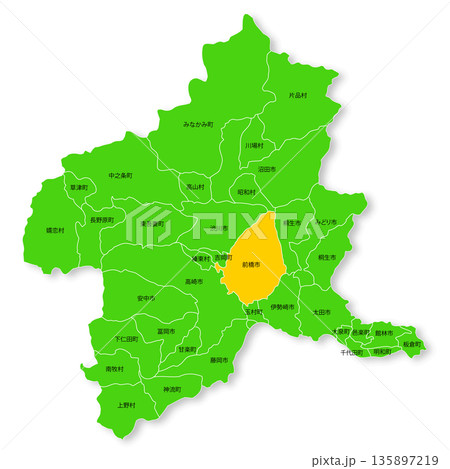 群馬県と前橋市の地図 群馬県と前橋市の地図 135897219