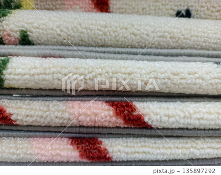 White Floral Patterned Carpet Samples with Grey Border Detail White Floral Patterned Carpet Samples with Grey Border Detail 135897292