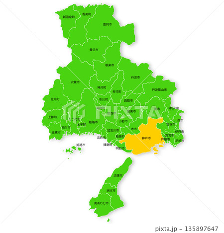 兵庫県と神戸市の地図 兵庫県と神戸市の地図 135897647