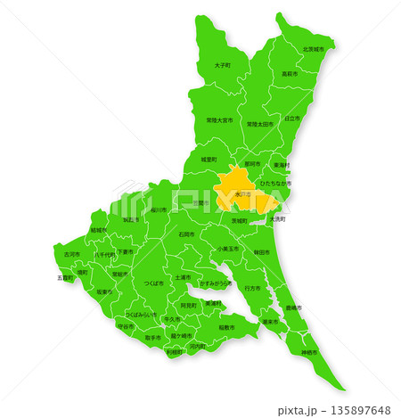 茨城県と水戸市の地図 茨城県と水戸市の地図 135897648