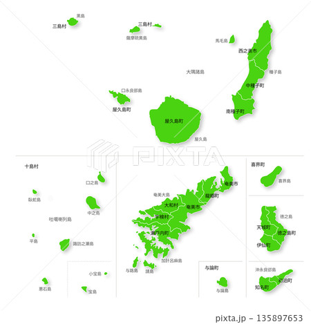 鹿児島県の離島地図 鹿児島県の離島地図 135897653