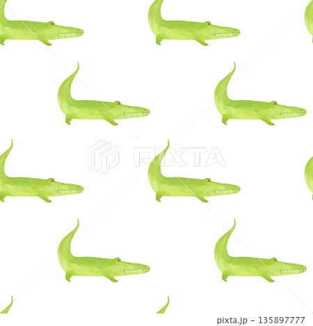 Watercolor seamless pattern on the theme of Africa with crocodiles 135897777